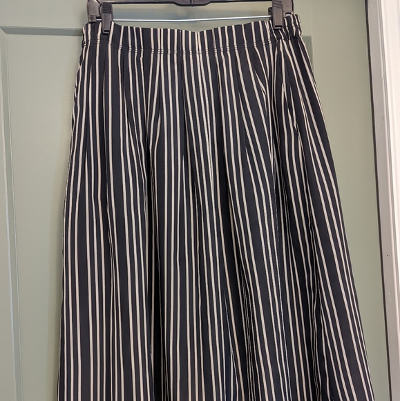 J. Crew Striped Paper Bag Waist Pleated Midi Skirt Size 12 - Picture 3 of 6